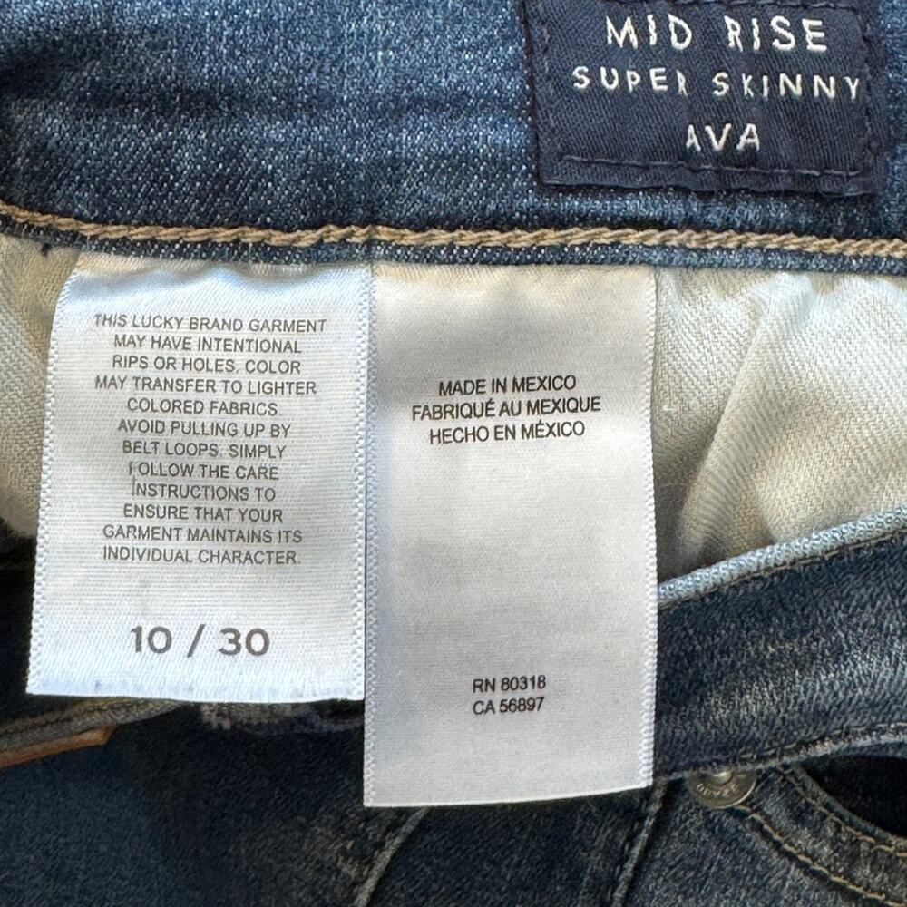 Lucky Brand Mid Rise Super Skinny Jeans Womens 10 Blue Denim Casual Classic - Picture 5 of 13
